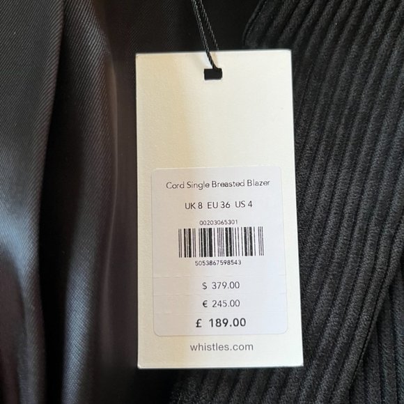 Whistles - Black Cord Single Breasted Blazer - 4 - Picture 5 of 15